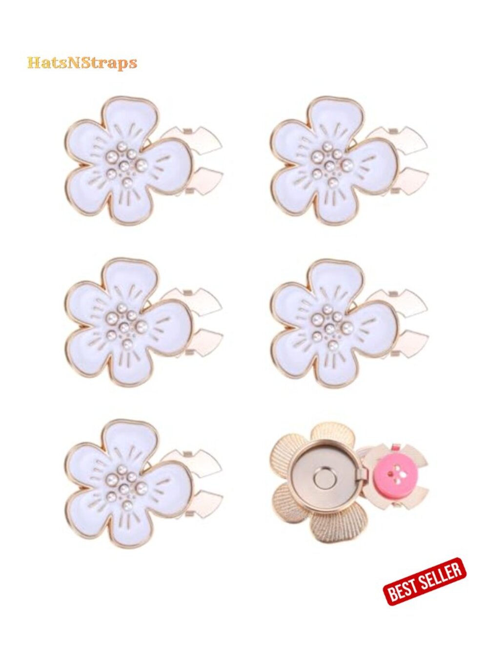 6pcs Rhinestone Button Covers Detachable Flower Cufflinks for Blouses DIY